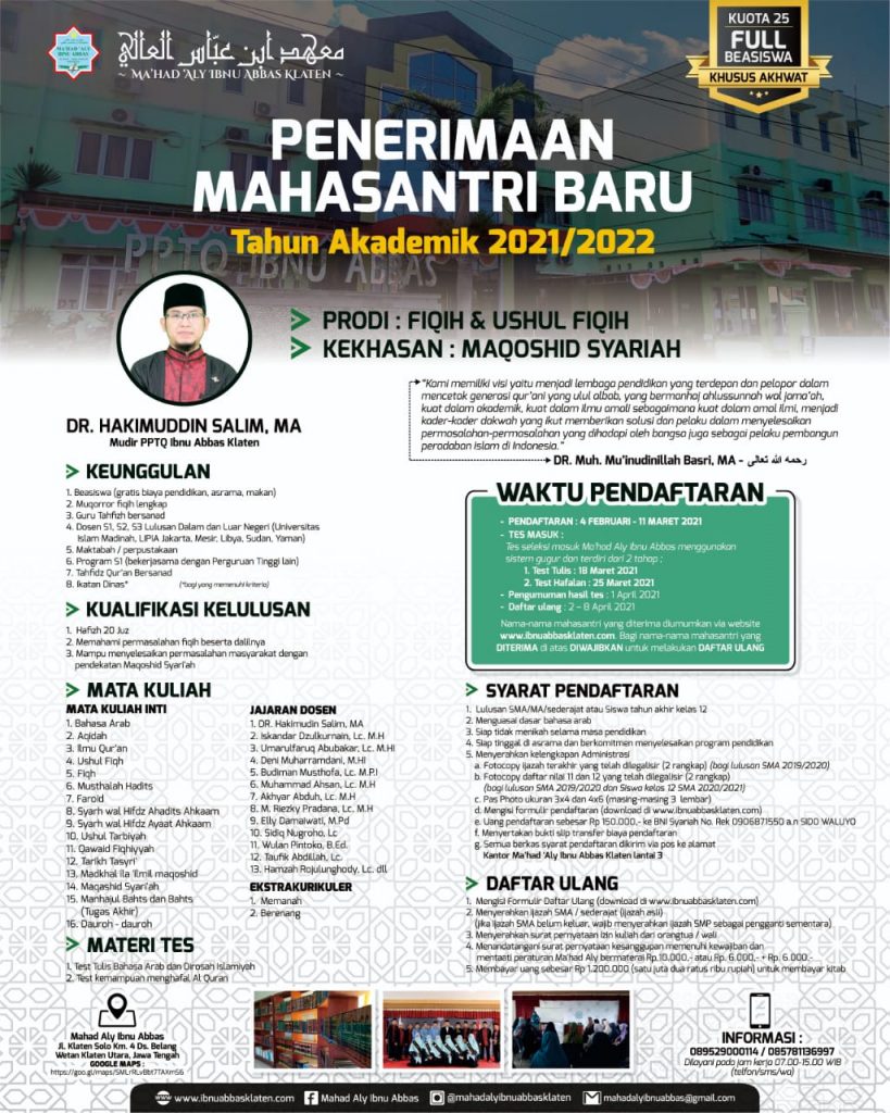 Pmb Ma Had Aly Ibnu Abbas 2021 2022 Ibnuabbasklaten Com